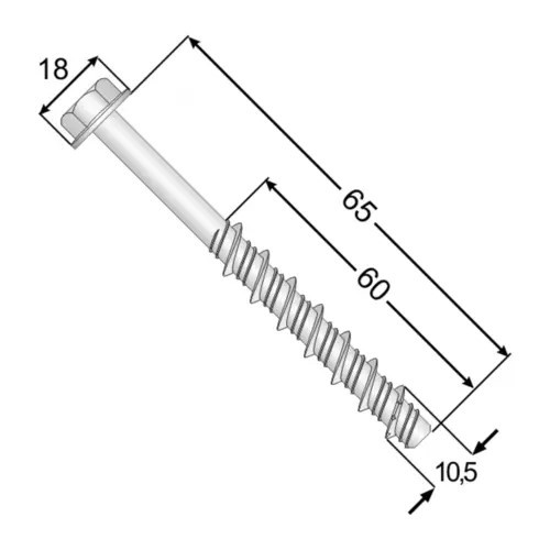 10,5x65mm skrutka do betonu